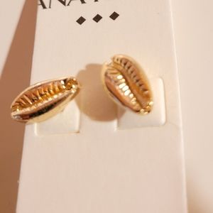 Girl's Conch Shell Banana Republic Gold Earrings, Nautical Jewelry